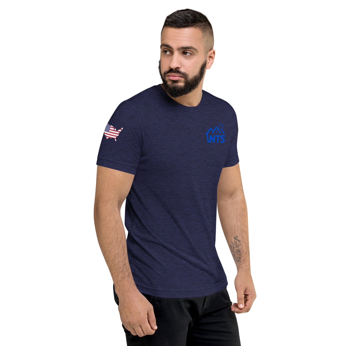 NTS tri-blend fabric Front and Back with American Flag